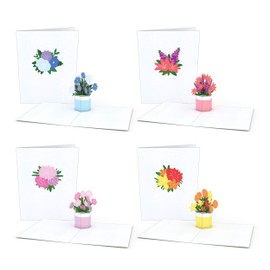 Lovepop Everyday Flower Pot Notecards (Assorted 4-Pack) for Her and Him - 3D Greeting Cards for Boys, Girls, Men, Women - 5.5" x 4.4" Card - Envelope Included