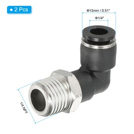 PATIKIL Male Elbow Tubing Push to Connect Fittings, 5 Pack Male Elbow 1/4 Inch Tube OD x 1/4 Inch NPT Thread 90 Push to Connect Fittings for Air Water