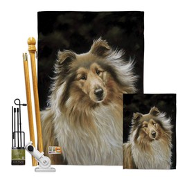 Collie Garden House Flags Kit Animals Dog Puppy Spoiled Paw Canine Fur Pet Nature Farm Animal Creature Small Decorative Gift Yard Banner Made In USA 28 X 40