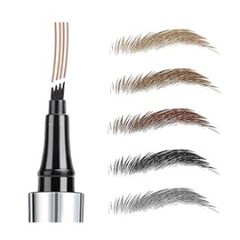 5 Colors Hair-like Strokes Eyebrow Pen, Mimics Natural Eyebrow Liquid Microfilling, Eye Brow Makeup by “Linble” (#3 Auburn)