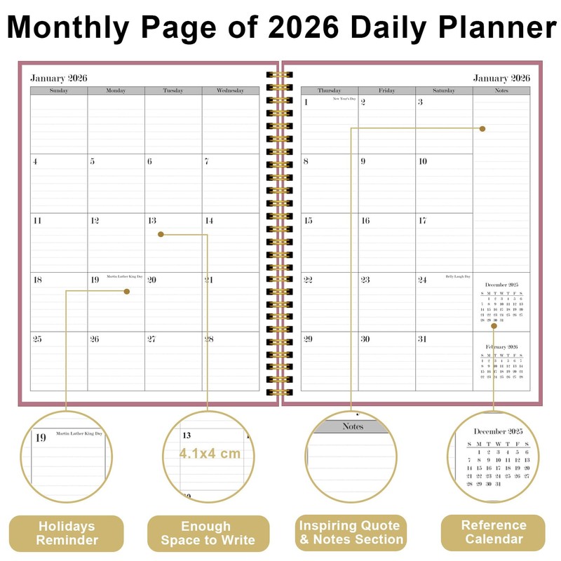 2026 Daily & Monthly Planner Calendar - Full Page a