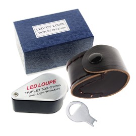 30x Magnifier Loupe Jewelry Jewelers Foldable Pocket Illuminated Magnifying Tool 21mm U V and LED Light for Eye Rocks Stamps Coins Watches Hobbies Antiques Gems