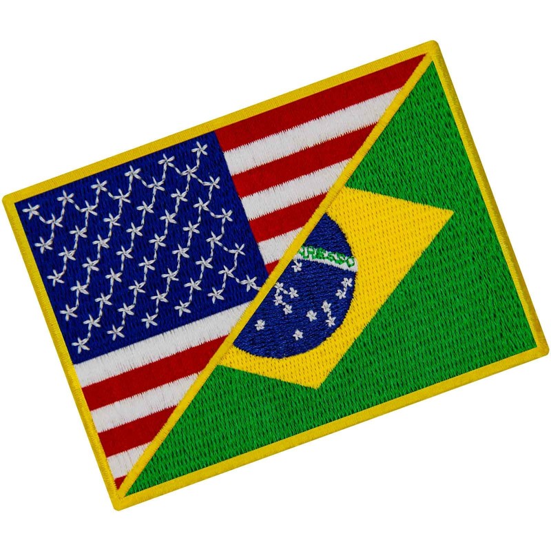 EmbTao USA American United States Flag and Brazil Flag Patch
