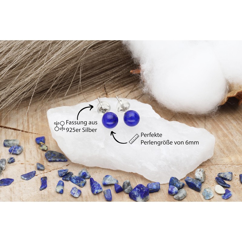 Lapis Lazuli Stud Earrings | Gemstone Earrings | Ball /