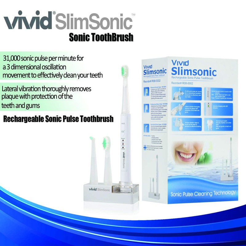 Rechargeable Sonic Pulse Interdental Electric Toothbrush – Slim, Regular Heads