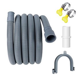 GCGOODS Universal Washing Machine Drain Hose, 6 Ft Flexible Dishwasher Drain Hose Extension Kit Corrugated Washer Discharge Hose with 1 Extension Adapter, 1 U-Bend Hose Holder and 2 Hose Clamps