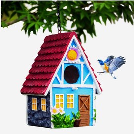 Casa de pájaros de jardín para colgar al aire última intervensión en el campo, lindas casas de pájaros para cabrones de gallina, colibrí, árbol de golondrina jaula para niños, amantes de la