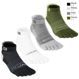 KWUKOTY 4 Pair COOLMAX CORE Toe Socks Ankle - Men's 10-13, Women's 11-14