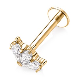 hengkaixuan Gold Labret Jewellery G23 Titanium Labret Studs 16G Lip Studs CZ / Opal Cartilage Earring Flatback Earring with Internal Thread Monroe Lip Helix Cartilage Conch Tragus Earring Piercing 6 8