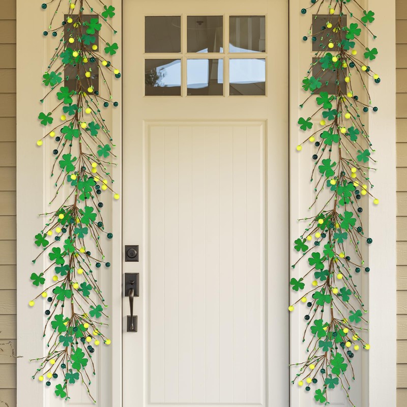 Winlyn 5.2 Ft Artificial St Patrick's Day Garland Lucky Shamrock