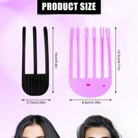 2pcs Wind Shaping Styling Combs for Fluffy Bangs, 3-Tooth & 6-Tooth Instant Hair Root Volumizing Lifting Clips Easy High Crown Volume Tools for Women's Natural Voluminous Looks (Black, Purple)
