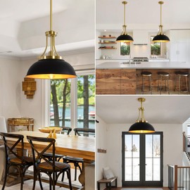 YHANFENGCY 16.5-inch Rural Modern Industrial Style Lamps, Classic Retro Ironwork semi-Suspended Chandeliers, Branch-Shaped Kitchen Islands, Matte Black and electroplated Copper Natural Color finishes