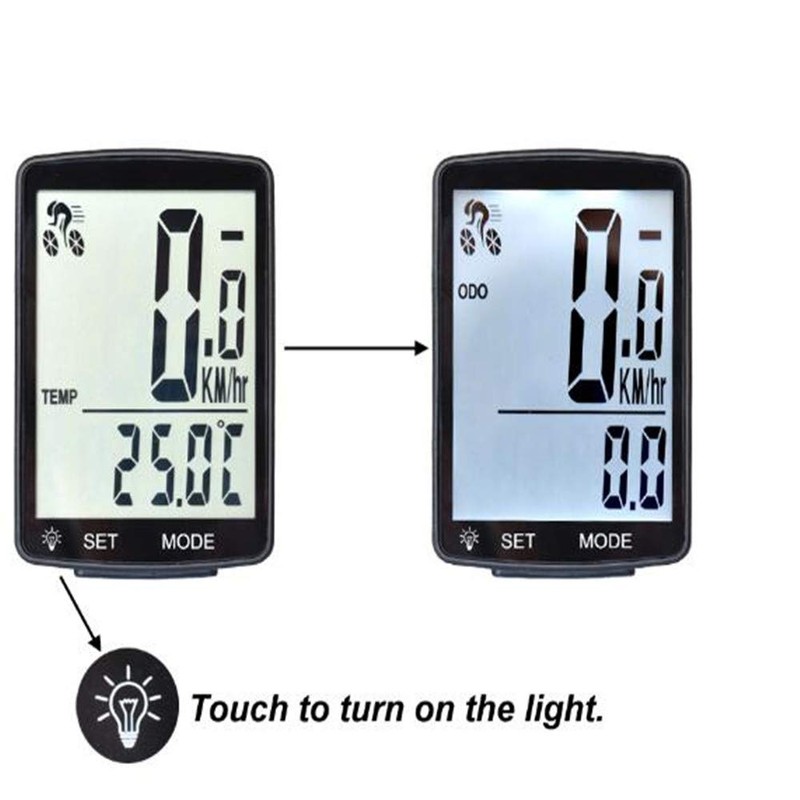 Lurowo Bicycle Speedometer with LCD Display Wireless MTB Bike Cycle