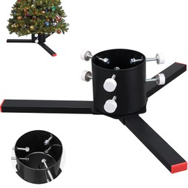 Christmas Tree Stand for Real Trees, Heavy Duty Metal Live Christmas Tree Stand, Universal Adjustable Replacement Xmas Tree Base Holder for Fresh Tree 4-9ft, Fit Trunk Diameter Up to 5.3 inch Black
