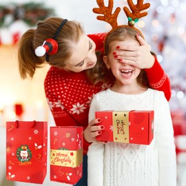 Surprise Gift Box Explosion for Money,Unique Folding Pop-Up Explosion Gift Box,Merry Christmas Surprise Gift Boxes, Cash Explosion Luxury Gift Box(12 Bounces*Red Christmas)