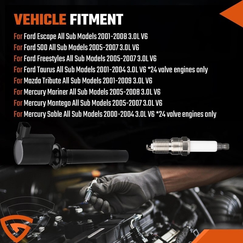 Gearzaar 6x Ignition Coil Pack & 6x Spark Plug For
