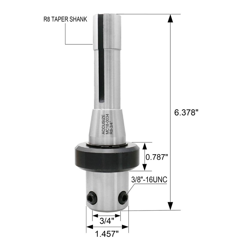 Accusize Industrial Tools Annular Cutter Arbor, R8 to 3/4'' Weldon