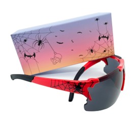 SIJKYWA Web Pattern Eyeglasses for Kids – Stylish & Cool Shades – Perfect for Kids Gift for Everyday Wear, Comfortable & Durable UV-Protective Glasses With Unique Box (Red)