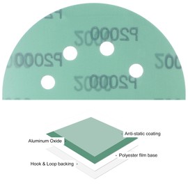 Kozelo 15pcs Green Film Sanding Discs - [5 Inch 2000 Grits 8 Hole ] Round Aluminum Oxide Hook & Loop Wet Dry Sander Pads for Wood Metal Polishing Use| Zirconium Corundum Sandpaper