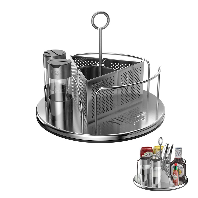 Yukon Glory™ Lazy Susan Caddy for Utensils, Condiments, Napkins, Salt