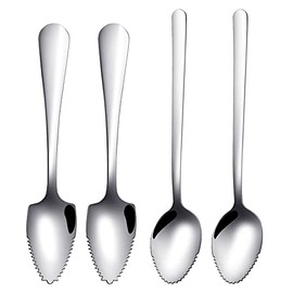 Stainless steel grapefruit spoon, grapefruit spoon, fruit spoon, dessert spoon, with serrated edge, suitable for fruit and desserts [4 pieces]