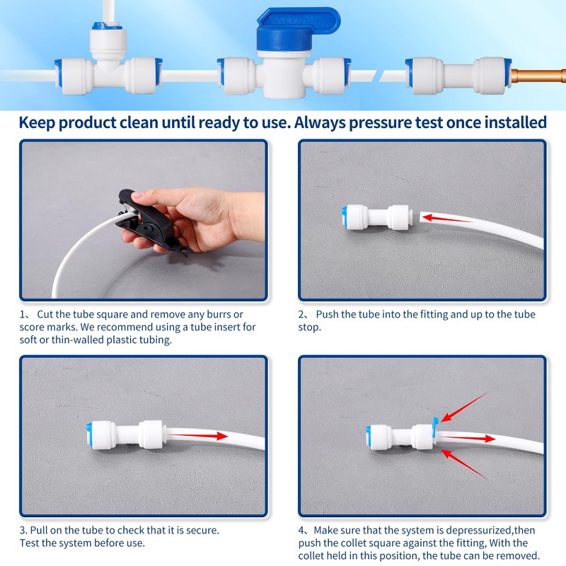 Professional 1/4" OD Tubing Water Line Kit for Refrigerator Ice