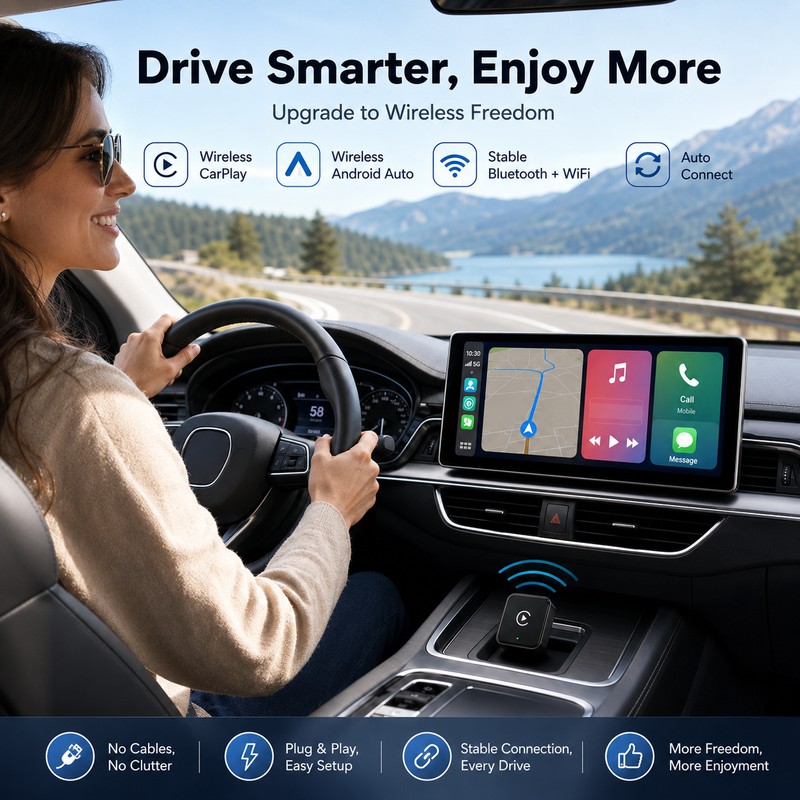 Mini Wireless CarPlay Adapter for Factory Wired Systems – 2-in-1