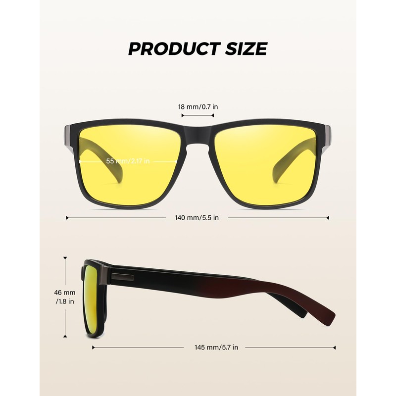 Solvue Polarized Sunglasses for Men Night Vision UV400 Protection TR90