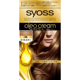 Syoss Oleo Cream, Hair Color, Salon Quality, Dye for White Hair, Bonus Item Included, 1B Crystal Beige