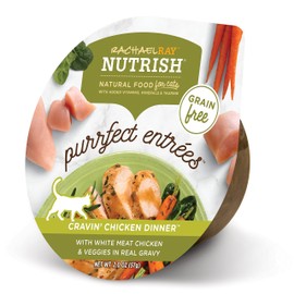 Rachael Ray Nutrish Purrfect Entrees Natural Wet Cat Food, Cravin' Chicken Dinner Recipe, 2.8 Ounce Tub (Pack of 24), Grain Free