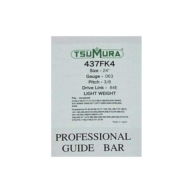 Tsumura 24" LIGHT WEIGHT Guide Bar 3/8-063-84DL Compatible with Husqvarna