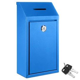 Yaocom Metal Donation Cash Box Collection Safe Suggestion Box with Lock Wall Mounted Mailbox Delivery Ballot Container for Home Office Outdoor Door(Blue)