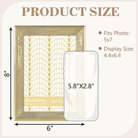 VIOLABBEY 5x7 Picture Frame Gold, Vintage 5 x 7 Photo Frames without Mat for Tabletop or Wall Hanging