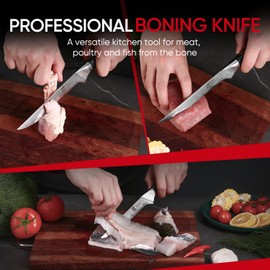Zennish Boning Knife, 6 Inch Boning Knife for Meat Cutting, Japanese AUS-10 Steel Core & 67-Layer Damascus Cladding, Full Tang G10 Handle with Premium Gift Box