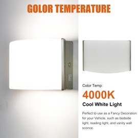 Facon LED 12V RV Wall Sconce with Quick USB Charger (Type C PD 18W) – Modern RV Bedside Reading Light & Decorative Vanity Light for RV, Camper, Boat, Tiny Homes