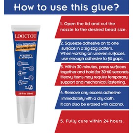 LOOCTOT Max Strength Clear Construction Adhesive, 2.8 fl oz Integrated Squeeze Tube, Versatile Cement for Tile,Floor,Stone,Wood,Wall & More,Works Under Water (2pack)