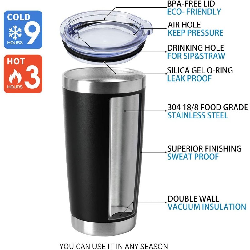 HASLE OUTFITTERS 20oz Tumblers Stainless Steel Mugs with Lid Double