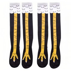2 Pairs Chicken Leg Socks, Funny Chicken Socks, Knee High 3D Cartoon Animal Socks, Novelty Socks for Women Men