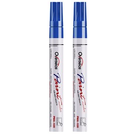 Overseas Permanent Paint Pens Blue Markers - 2 Pack Single color Oil Based Paint Markers, Medium Tip, Quick Drying and Waterproof Marker Pen for Metal, Rock Painting, Wood, Plastic, Canvas, Mugs