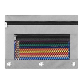 ASBEFORE Pencil Pouch for 3 Ring Binder - 3 Hole Zipper Pen Case Bag Holder Bulk Accessories Clear Window Aesthetic Organizer Pockets