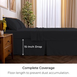 Mellanni - Falda de cama tamaño individual XL, falda de cama de 15 pulgadas con volantes plisados a medida para el polvo, ropa de cama de lujo de hotel, resistente a las arrugas, la decoloración y las