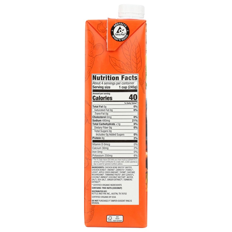 Kettle & Fire Organic Turmeric Ginger Bone Broth, 32 OZ