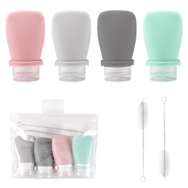 XJMWXHFC 4Pcs Squeeze Salad Dressing Bottles, Mini Sauce Condiment Bottles with Bandage, Leakproof Salad Dressing Container with 2pcs Cleaning Brush, Squeeze Bottles for Sauces (2OZ, 60ML)