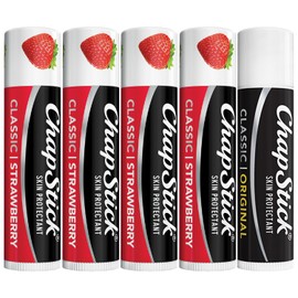 ChapStick Paquete De 4 Bálsamos Labiales De Fresa  1 Bálsamo Labial Clásico Original, Hidratante Labial, 4,25 G Cada Uno (Juego De 5 Piezas)          