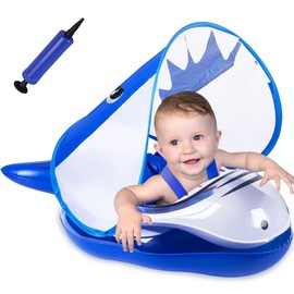 XIAOYANGKEJI Flotador de Piscina para Niños, Flotador Inflable para Niños con Asiento de Seguridad y Toldo Solar Desmontable, Protección Solar UPF50,