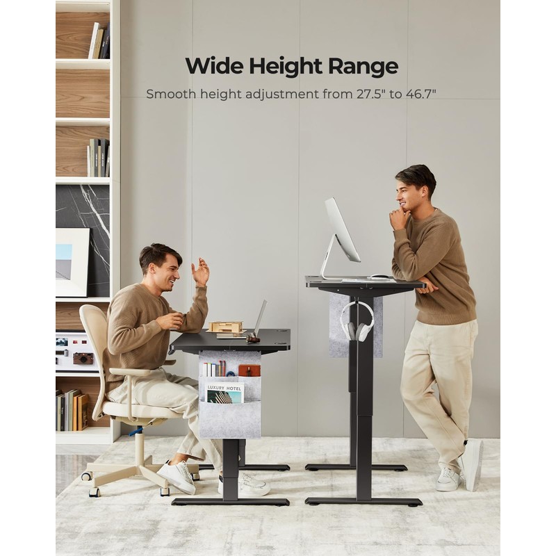 Marsail Electric Adjustable Height Standing Desk with Storage Bag, 48