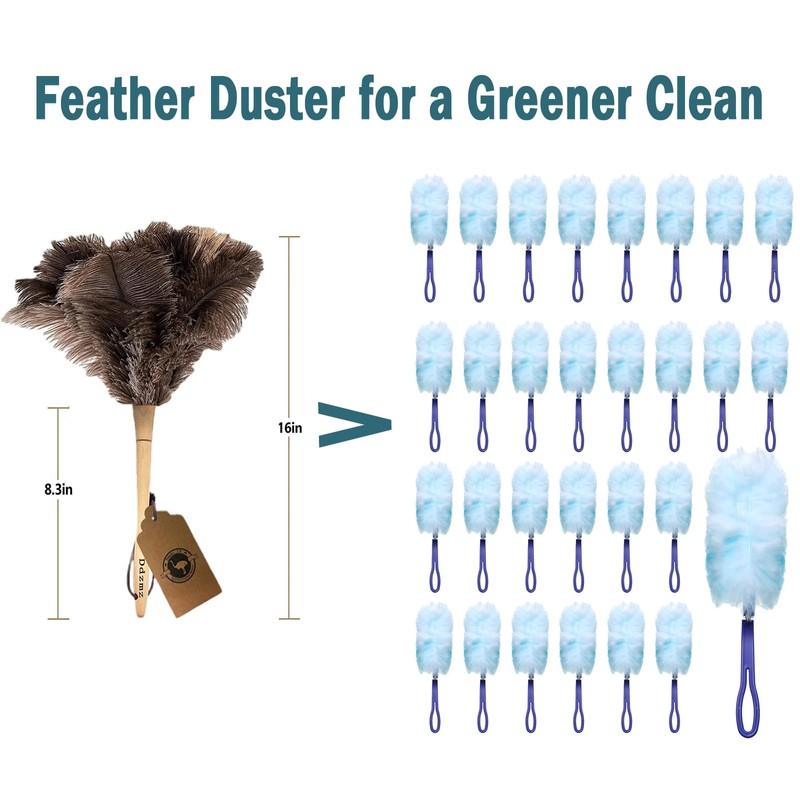 Feather Duster, Feather Dusters for Cleaning Ddzmz Fluffy Natural Genuine