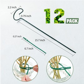 Joyhalo 16 Inch 12 Pack Plant Stakes and Supports, Flower Stakes and Support for Garden Outdoor Plant, Phalaenopsis, Paperwhites, Oriental Lilies, Zinnias, Orchids, Delilah, Lily, Rose, Bean Plants