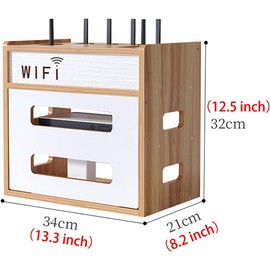 Catekro Desk Organizer for WiFi Router, WiFi Storage Cabinet, Router Shelf, Comes with 100 Pack Black Cable Ties 150mm, Household Power Cord Arrangement Box for Bedroom, Living Room