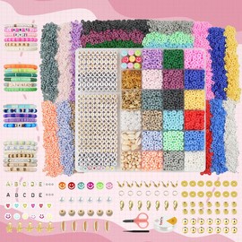 6100 pcs Clay Beads Bracelet Making Kit, Friendship Bracelet Kit Flat Beads for Jewellery Making, 6mm Heishi Beads Set for Bracelet Necklace Earring Crafts Gift for Teen Girls